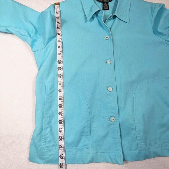 Dialogue Shacket Blazer Womens 12 Aqua Lined Button Up Long Sleeve Front Pockets - Picture 9 of 14